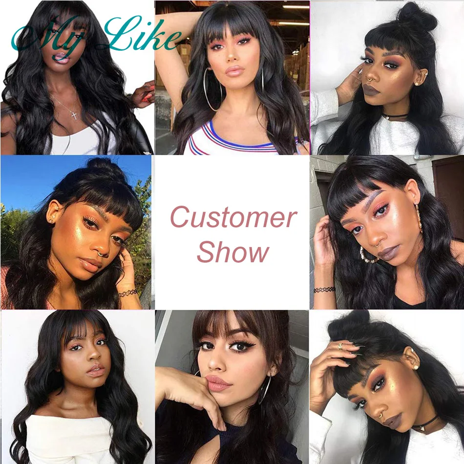 My Like Peruvian Body Wave Human Hair Wigs with Bangs Full Machine Made Wigs with Bangs Cheap Human Hair Wigs for Black Women
My Like Peruvian Body Wave Human Hair Wigs with Bangs Full Machine Made Wigs with Bangs Cheap Human Hair Wigs for Black Women
