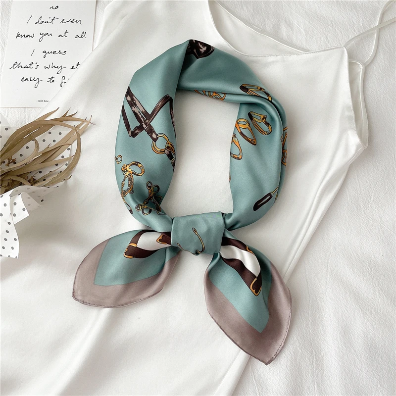 Luxury Silk Hijab Square Hair Scarf Women Print Chain Neck Tie Hand Bag Foulard Female Head Neckerchief Bandana Shawl 2021 New 
Luxury Silk Hijab Square Hair Scarf Women Print Chain Neck Tie Hand Bag Foulard Female Head Neckerchief Bandana Shawl 2021 New