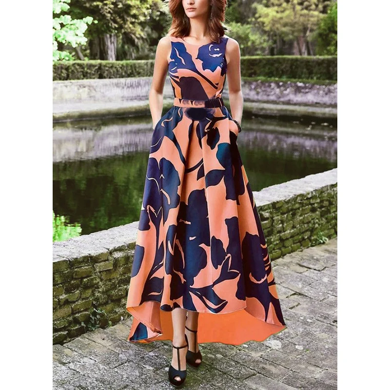 Witch and Knight Celebrity Temperament Print Dress Waist Sleeveless Design Irregular Skirt Dress Dress 
Witch and Knight Celebrity Temperament Print Dress Waist Sleeveless Design Irregular Skirt Dress Dress