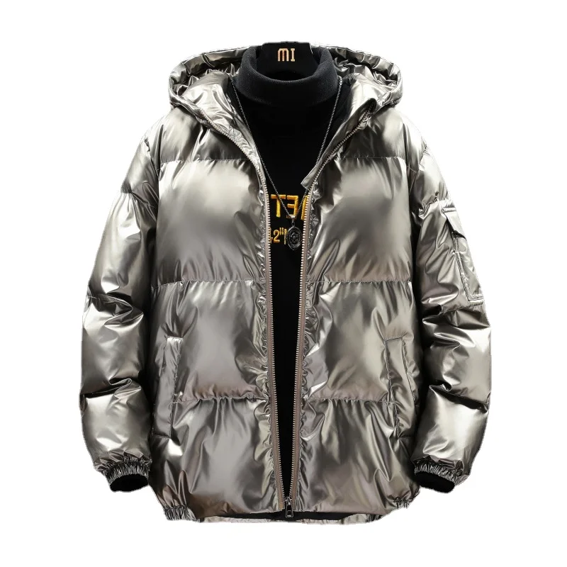 Модное мужское пальто с капюшоном, стеганая куртка, Мужская зимняя модная стеганая куртка с блестящим покрытием, искусственная кожа 
Модное мужское пальто с капюшоном, стеганая куртка, Мужская зимняя модная стеганая куртка с блестящим покрытием, искусственная кожа