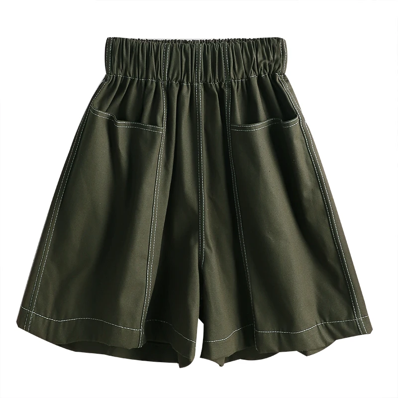 High Elastic Waist Baggy Pocket Half Wide Leg Pants 2021 Solid Color Casual Loose Shorts Pants Korean Style Trousers Women
High Elastic Waist Baggy Pocket Half Wide Leg Pants 2021 Solid Color Casual Loose Shorts Pants Korean Style Trousers Women