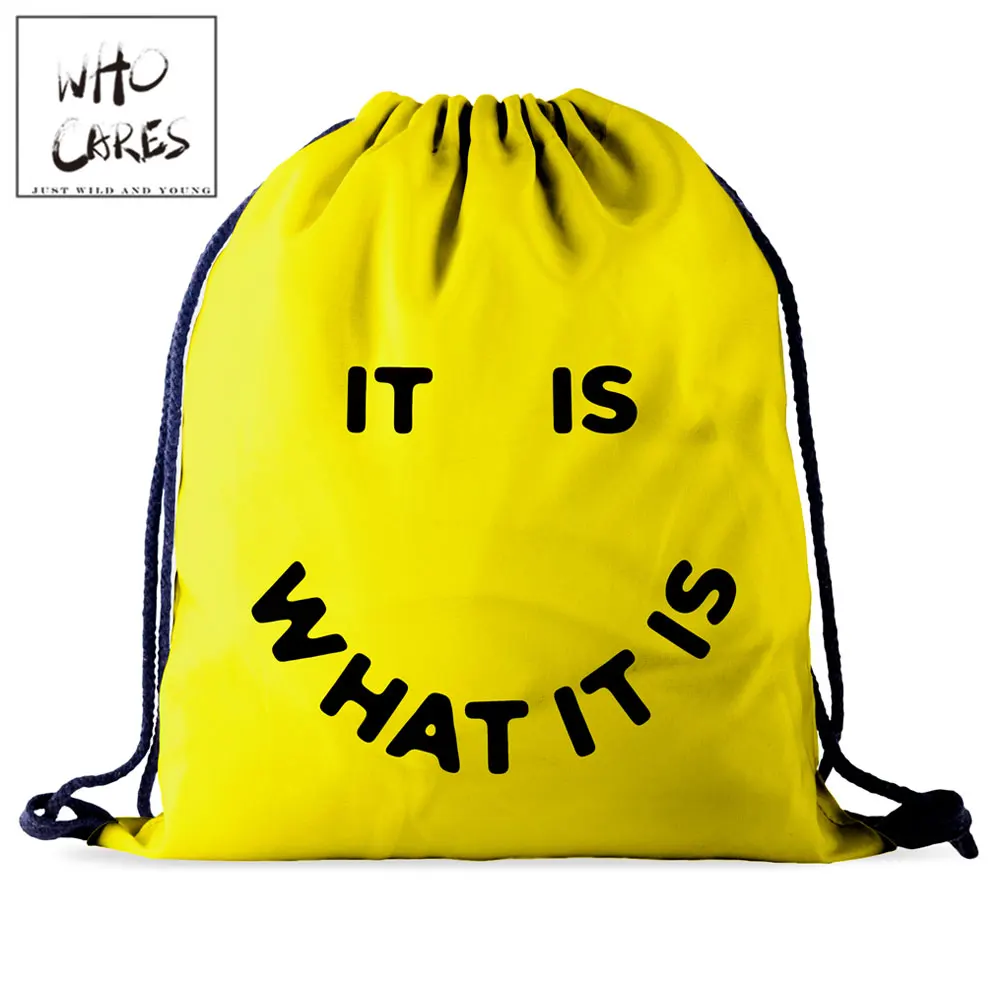 Who Cares Drawstring Bag Gym Pouch Bag Yellow 3D Printing Smile Backpack Women Portable Shopping School Shoe Bag For Girl Travel
Who Cares Drawstring Bag Gym Pouch Bag Yellow 3D Printing Smile Backpack Women Portable Shopping School Shoe Bag For Girl Travel