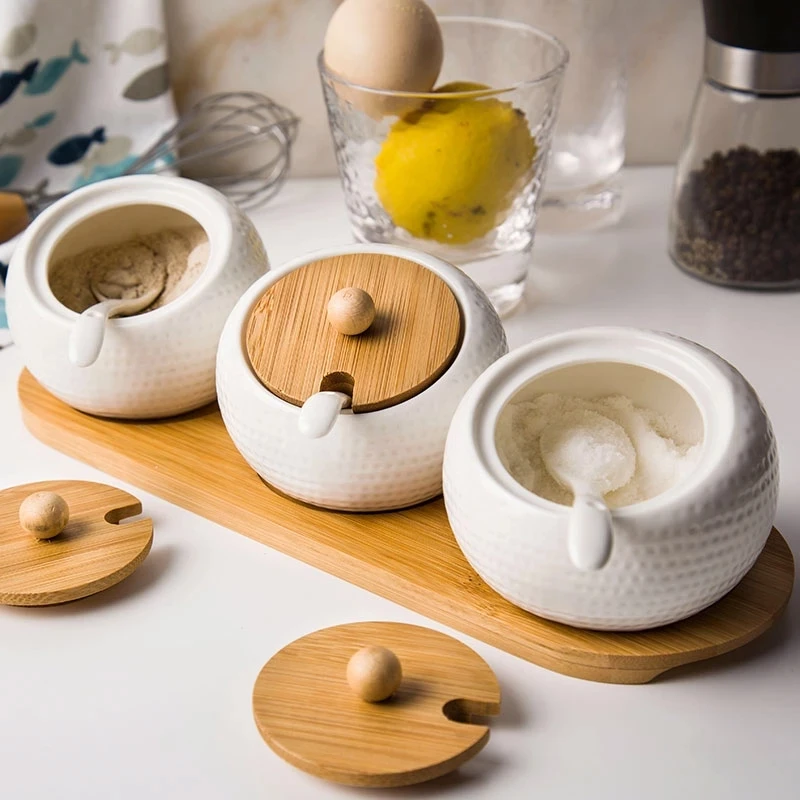 MISPOSE Ceramic Condiment Storage Jar Household Seasoning Pot Bamboo Tray Spice Jar Soy Sauce Box Salt Sugar Can Tools
MISPOSE Ceramic Condiment Storage Jar Household Seasoning Pot Bamboo Tray Spice Jar Soy Sauce Box Salt Sugar Can Tools