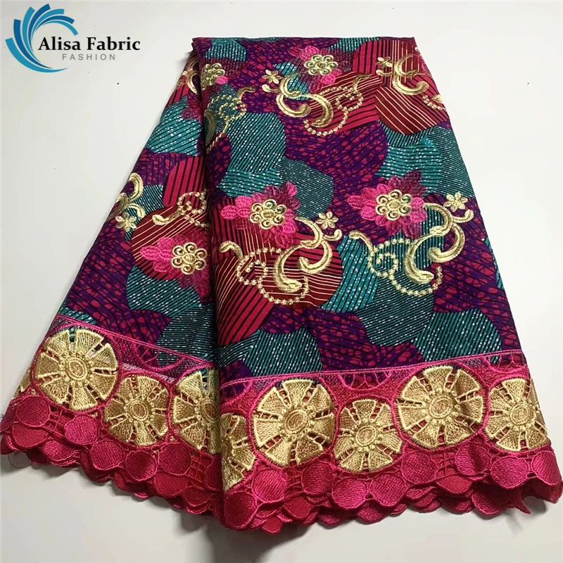 6 Yards Top Quality African Wax Print Lace Fabric Cotton Embroidery Wax Brode African Lace Brocade Fabric For Dress Material B42 
6 Yards Top Quality African Wax Print Lace Fabric Cotton Embroidery Wax Brode African Lace Brocade Fabric For Dress Material B42