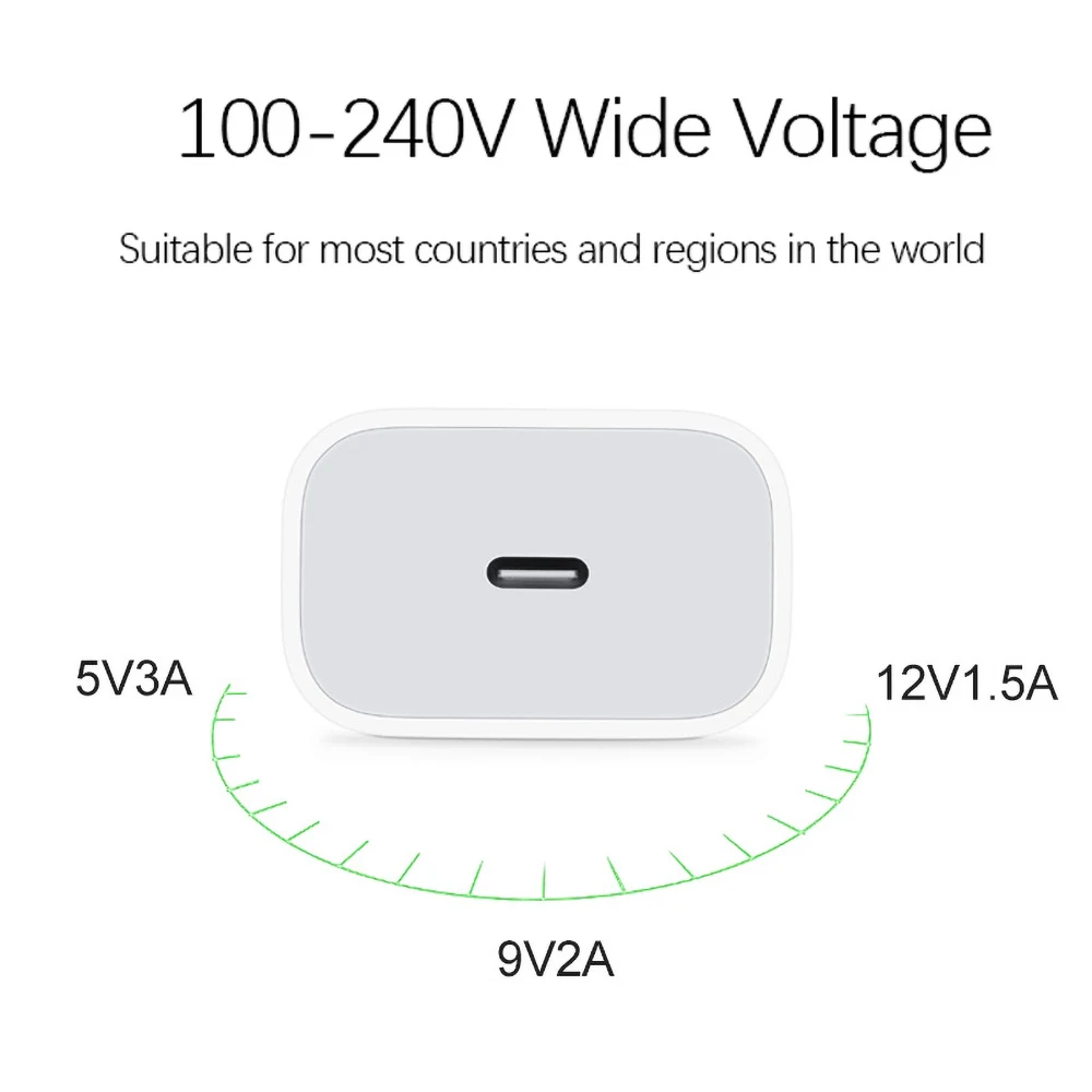 18W PD Charger Power Adapter For iPhone 12 Pro Mini 11 Max X USB-C Quick Charge 3.0 Wall Charger EU US Plug USB Type C Charger
18W PD Charger Power Adapter For iPhone 12 Pro Mini 11 Max X USB-C Quick Charge 3.0 Wall Charger EU US Plug USB Type C Charger