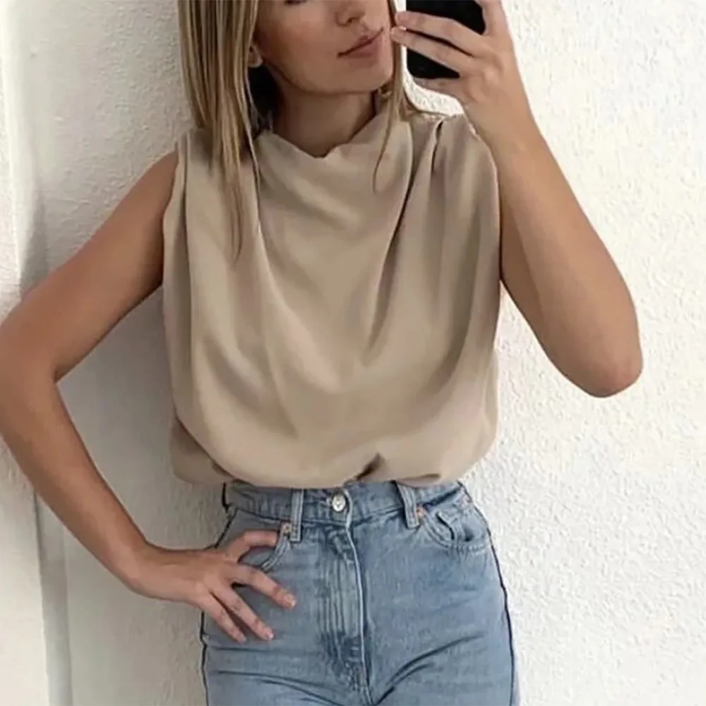 Women's Top Vintage Elegant Stand Collar Soft Loose Casual Female Tops Round Neck Solid Color Temperament Sexy Sleeveless
Women's Top Vintage Elegant Stand Collar Soft Loose Casual Female Tops Round Neck Solid Color Temperament Sexy Sleeveless