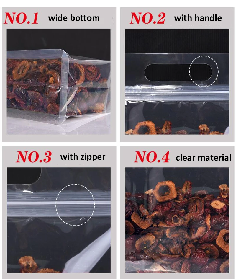 50Pcs Clear Resealable Food Packaging Bags with Handle, Big Capacity Standing Zipper Pouch, Wide Bottom Packaging Bags for Snack
50Pcs Clear Resealable Food Packaging Bags with Handle, Big Capacity Standing Zipper Pouch, Wide Bottom Packaging Bags for Snack