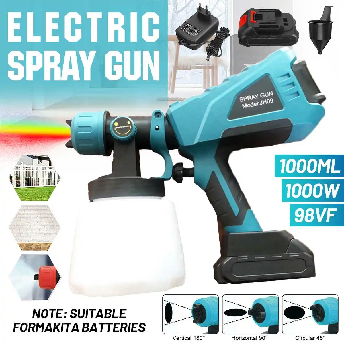 1000ML Cordless Electric Spray Gun with 1/2pcs Lithium-ion Battery Portable Paint Sprayer Compatible For Makita Battery EU Plug
1000ML Cordless Electric Spray Gun with 1/2pcs Lithium-ion Battery Portable Paint Sprayer Compatible For Makita Battery EU Plug