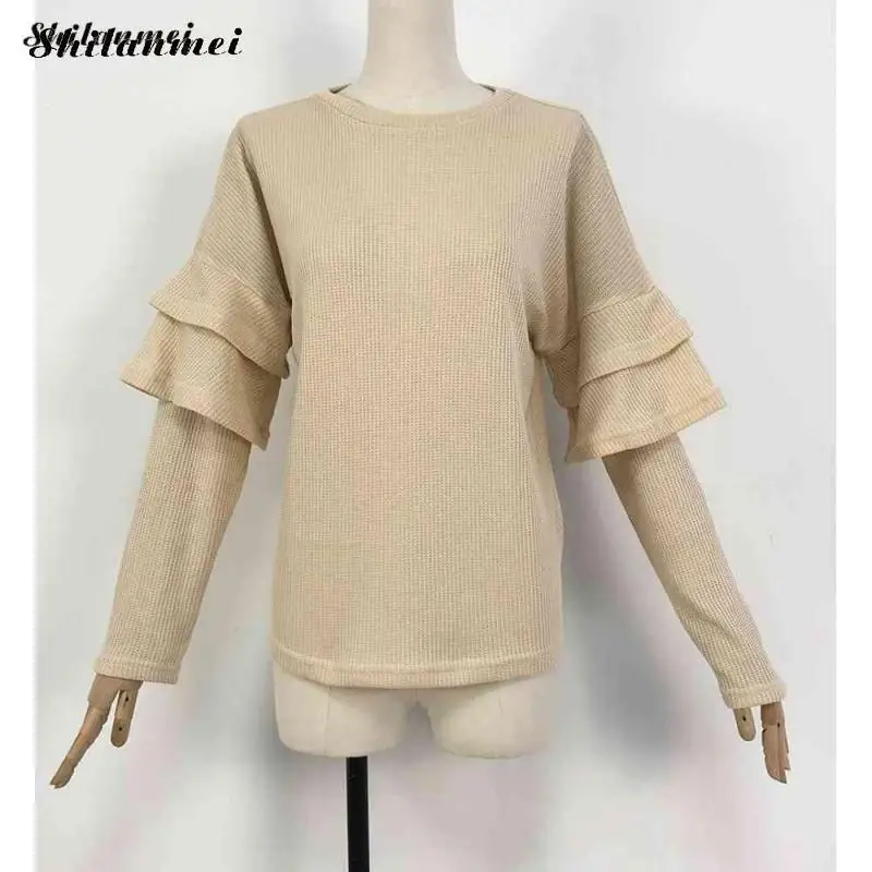 2019 Autumn Female Knitted Pullovers Long Sleeve Ruffles Sweater Women Casual Khaki Loose Pullovers Kawaii Sweater Sueter Mujer
2019 Autumn Female Knitted Pullovers Long Sleeve Ruffles Sweater Women Casual Khaki Loose Pullovers Kawaii Sweater Sueter Mujer