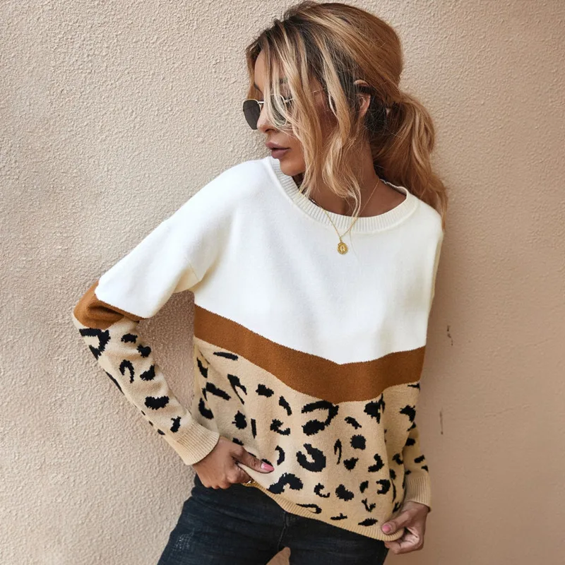 2021 Autumn New Fashion Women Long Sleeve O-Neck Leopard Patchwork Knitted Sweaters Casual Winter Warm Pullovers Sweatshirt
2021 Autumn New Fashion Women Long Sleeve O-Neck Leopard Patchwork Knitted Sweaters Casual Winter Warm Pullovers Sweatshirt