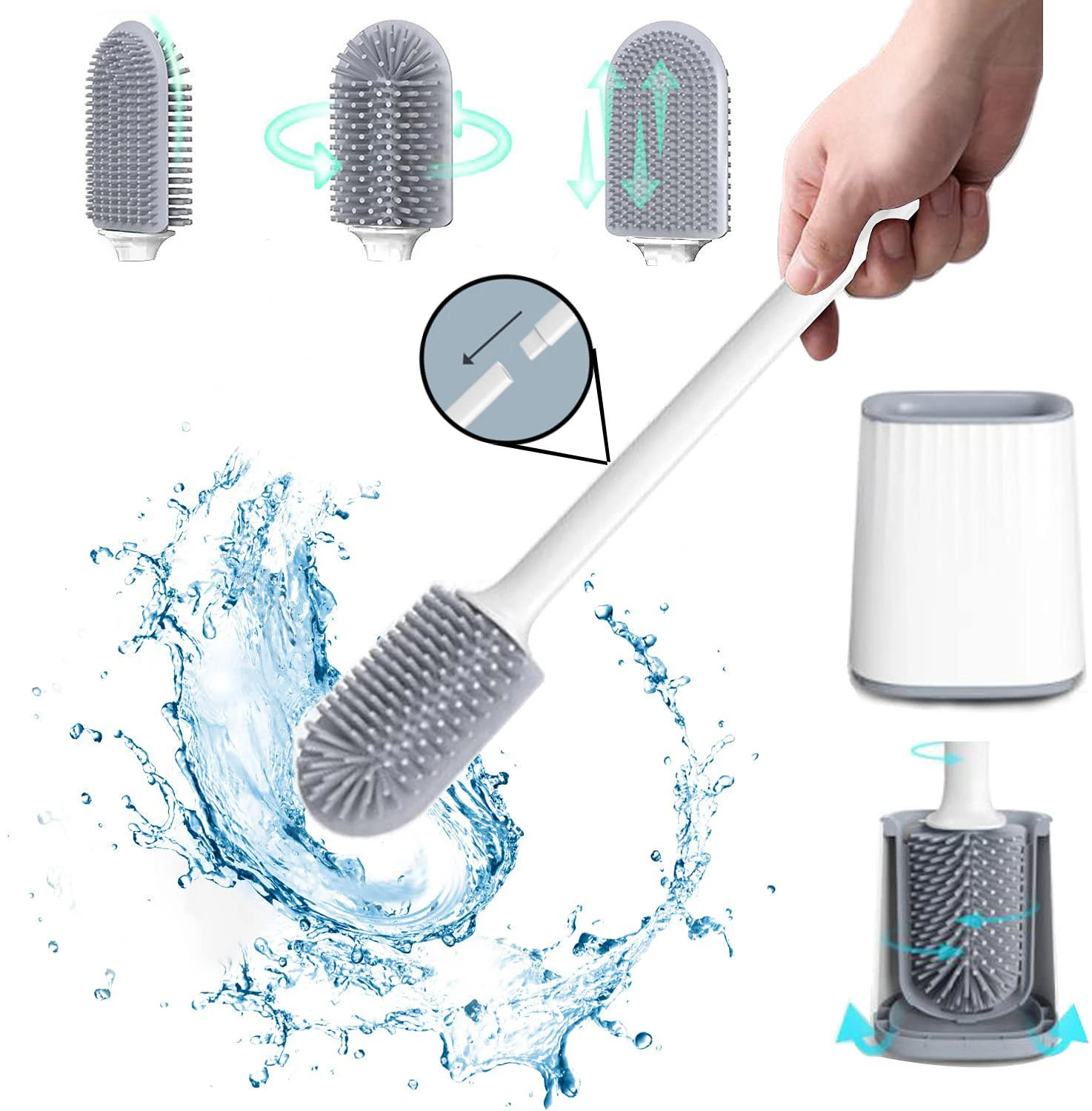 Multifunctional Silicone Bristles Toilet Brush with Holder Double-Sided Cleaning Head,Wall-mounted Bathroom Kitchen Cleaner
Multifunctional Silicone Bristles Toilet Brush with Holder Double-Sided Cleaning Head,Wall-mounted Bathroom Kitchen Cleaner