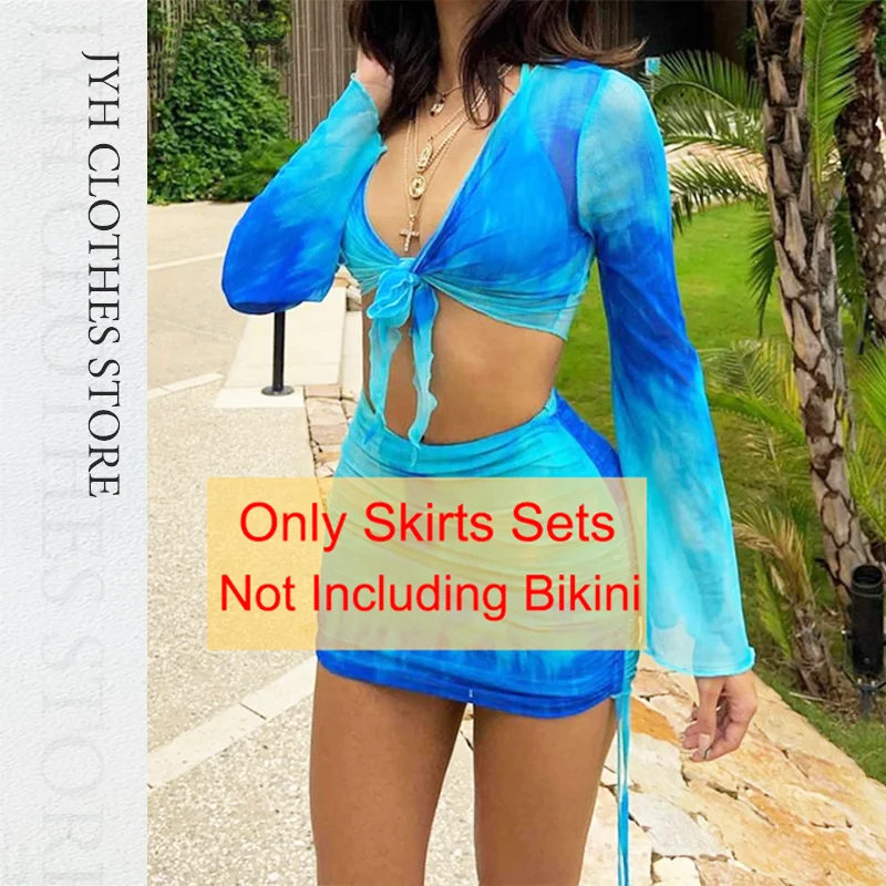 Женский пляжный комплект из двух предметов, короткий топ с длинным рукавом и мини-юбка
Женский пляжный комплект из двух предметов, короткий топ с длинным рукавом и мини-юбка