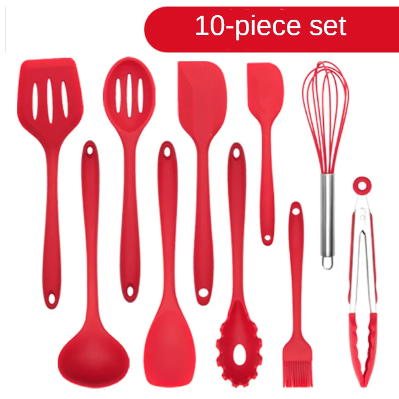 SPSCO 10/11PC Silicone Kitchenware Spatula Ladle Egg Beaters Shovel Spoon Soup Cooking Cooking Utensils Red Black 
SPSCO 10/11PC Silicone Kitchenware Spatula Ladle Egg Beaters Shovel Spoon Soup Cooking Cooking Utensils Red Black