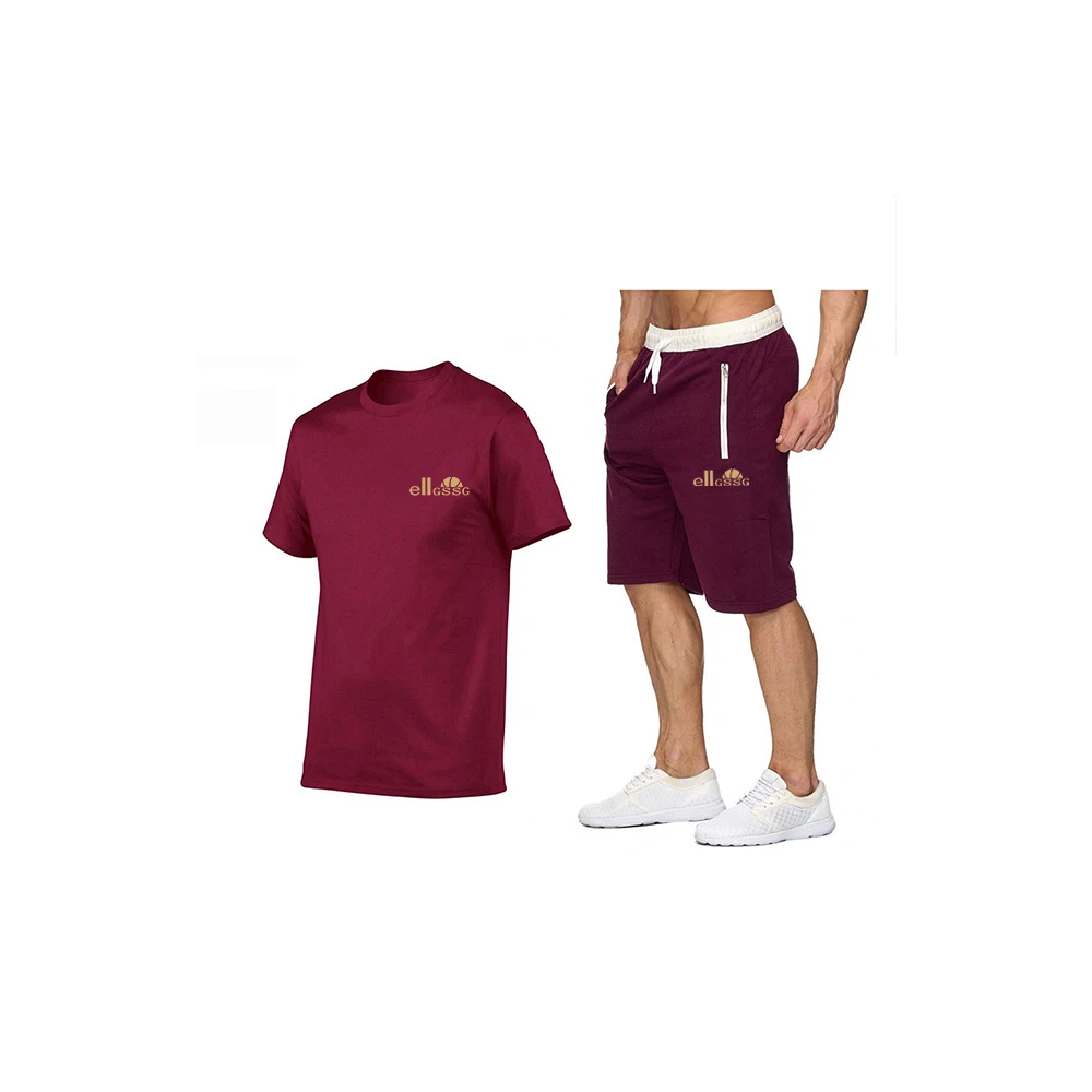 Trendy men's casual summer breathable short-sleeved T-shirt solid color printing simple tie rope zipper fitness shorts two-piece
Trendy men's casual summer breathable short-sleeved T-shirt solid color printing simple tie rope zipper fitness shorts two-piece