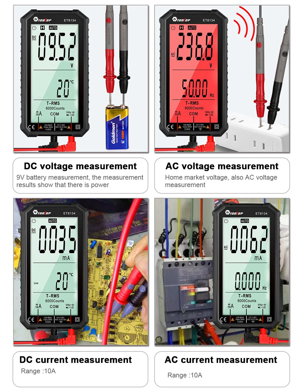 

ET8134 4.7"LCD Digital Multimeter Direct Current Voltage Current AC Voltage Current Measurement Capacitance Resistance Measuring