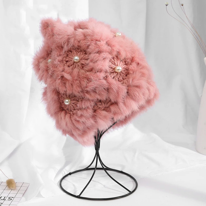Winter Rabbit Fur Hat For Women Casual Soft Cute Pearl Braided Beanies Caps Female Fur Knitted Hat S2501
Winter Rabbit Fur Hat For Women Casual Soft Cute Pearl Braided Beanies Caps Female Fur Knitted Hat S2501
