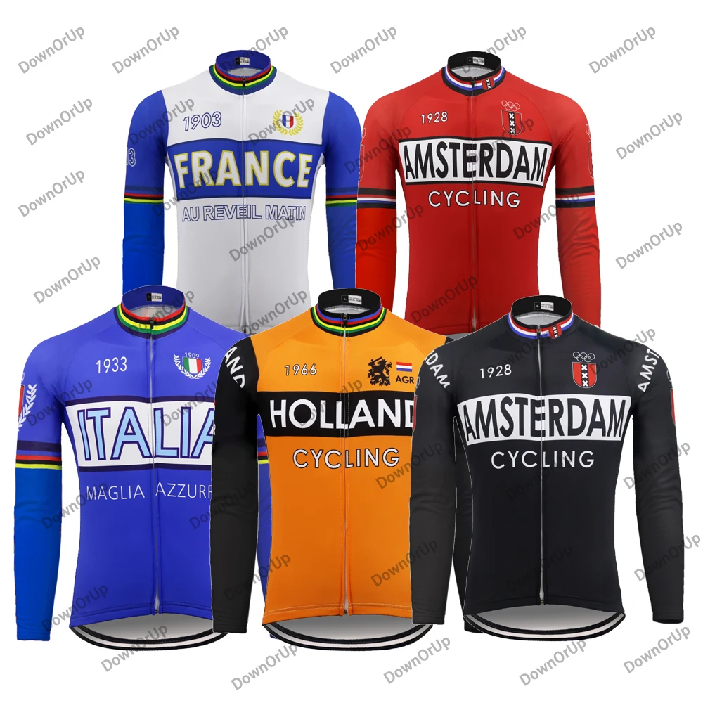 Retro Cycling Jersey long sleeve winter fleece and no fleece ITALIA FRANCE HOLLAND cycling clothing maillot ciclismo mtb
Retro Cycling Jersey long sleeve winter fleece and no fleece ITALIA FRANCE HOLLAND cycling clothing maillot ciclismo mtb