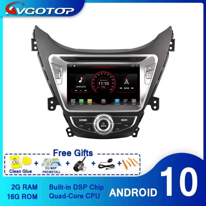 AVGOTOP Android 10 WINCE Bluetooth GPS автомобильный Радио dvd плеер для HYUNDAI ELANTRA 2012 2G 16G MP3 MP4