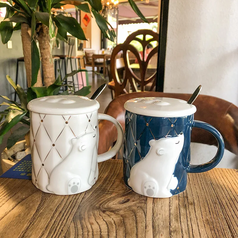 Cartoon Embossed Polar Bear Ceramic Cup Men's and Women's Office with Cover with Spoon Coffee Mug Student Couple Water Cup
Cartoon Embossed Polar Bear Ceramic Cup Men's and Women's Office with Cover with Spoon Coffee Mug Student Couple Water Cup
