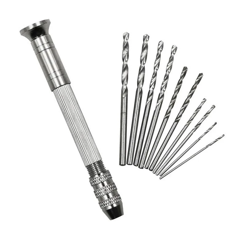 High Quality Mini Micro Aluminum Hand Drill With Keyless Chuck 10pc Twist Drill Bit Woodworking Drilling Rotary Tools
High Quality Mini Micro Aluminum Hand Drill With Keyless Chuck 10pc Twist Drill Bit Woodworking Drilling Rotary Tools