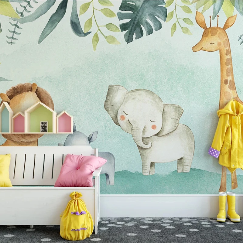 

Dropship Custom Cute Elephant Lion 3D Mural Wallpaper Wall Decor Boys Bedroom Kindergarten Children Nursery Decor Kids Wallpaper