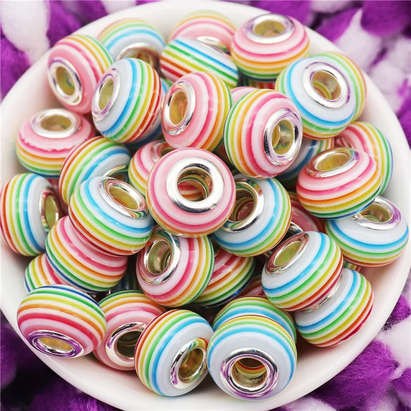 10Pcs Stripe Color Rainbow Plastic Resin Big Hole Beads Fit Pandora Bracelet Women Charms Pendants Necklaces for Jewelry Making
10Pcs Stripe Color Rainbow Plastic Resin Big Hole Beads Fit Pandora Bracelet Women Charms Pendants Necklaces for Jewelry Making