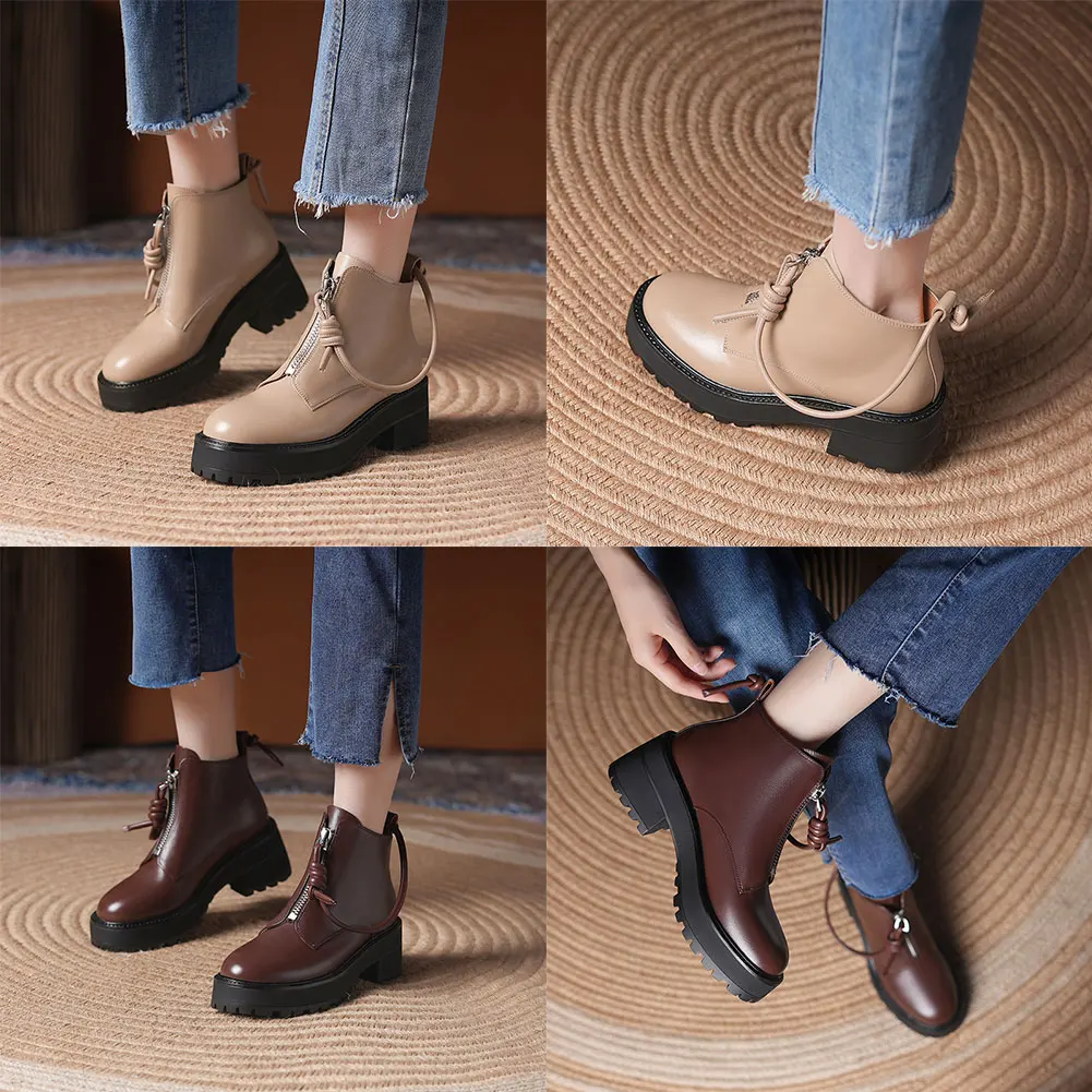 GIGIFOX Brand New Cool Vintage Front Zipper Chunky Heels Comfy Walking Genuine Leather Ankle Boots Woman Shoes
GIGIFOX Brand New Cool Vintage Front Zipper Chunky Heels Comfy Walking Genuine Leather Ankle Boots Woman Shoes