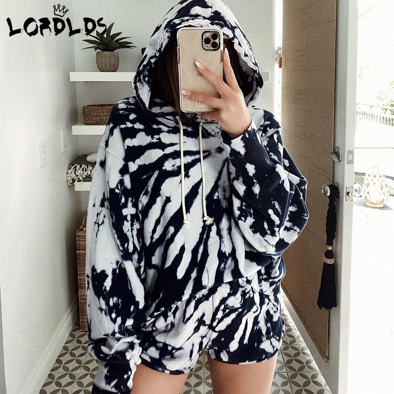 LORDLDS Women Two piece Long Sleeve Hoodies And Shorts Autumn Set Tie dye set clothing lounge wear Plus Size Outfits
LORDLDS Women Two piece Long Sleeve Hoodies And Shorts Autumn Set Tie dye set clothing lounge wear Plus Size Outfits