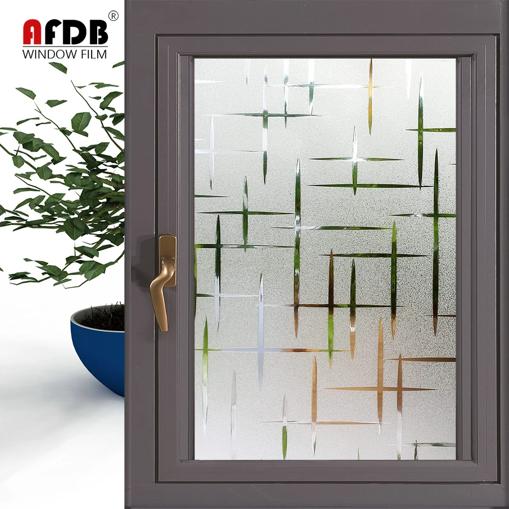 

Frosted Window Film Non-Adhesive, Frosting Privacy Film for Glass Windows Static Decorative Window Cling for Home UV Protection