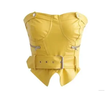 European and American Fashion Breast-wrapping Leather top crop topt shirt top women crop top gothic top
European and American Fashion Breast-wrapping Leather top crop topt shirt top women crop top gothic top