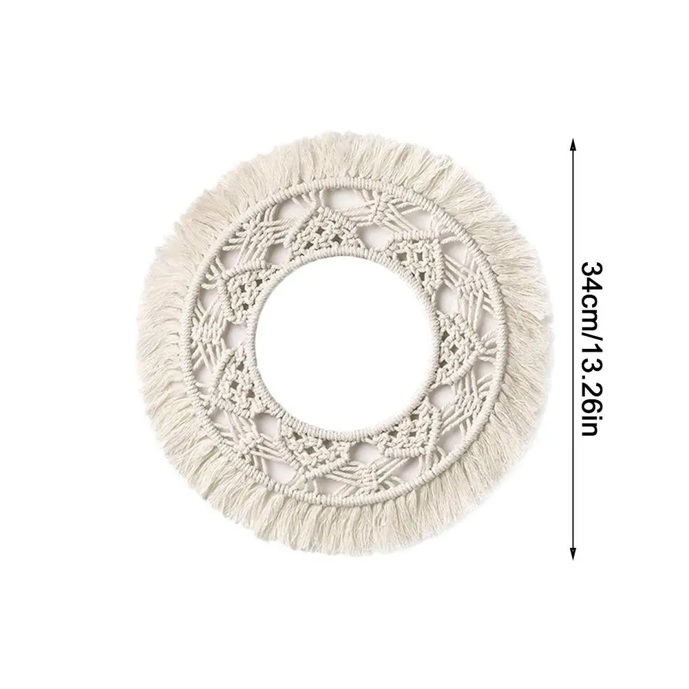 Macrame Mirror Handmade Weaving Tapestry Makeup Hanging Wall Mirrors Bohemian For Home Living Room Decoration
Macrame Mirror Handmade Weaving Tapestry Makeup Hanging Wall Mirrors Bohemian For Home Living Room Decoration