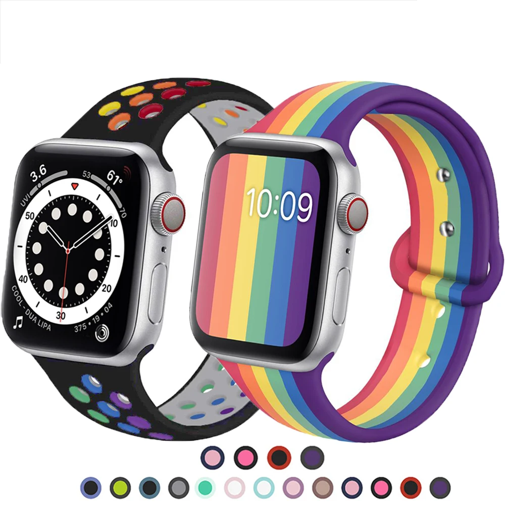 silicone Strap For apple watch band 44mm 40mm iwatch 42mm 38mm watchband Pride Edition bracelet for serie 6 SE 5 4 3 7 41mm 45mm
silicone Strap For apple watch band 44mm 40mm iwatch 42mm 38mm watchband Pride Edition bracelet for serie 6 SE 5 4 3 7 41mm 45mm