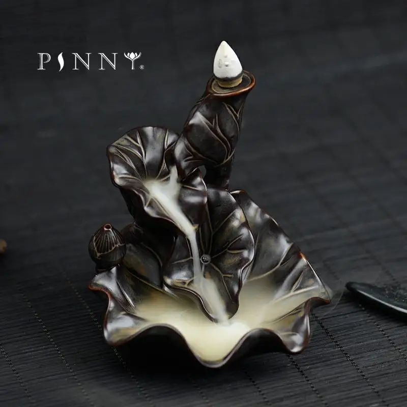 PINNY Ceramic Backflow Incense Burner Cone Censer Handmade Aroma Furnace Smell Removing Incense Holder Ceramic Craft Lotus
PINNY Ceramic Backflow Incense Burner Cone Censer Handmade Aroma Furnace Smell Removing Incense Holder Ceramic Craft Lotus