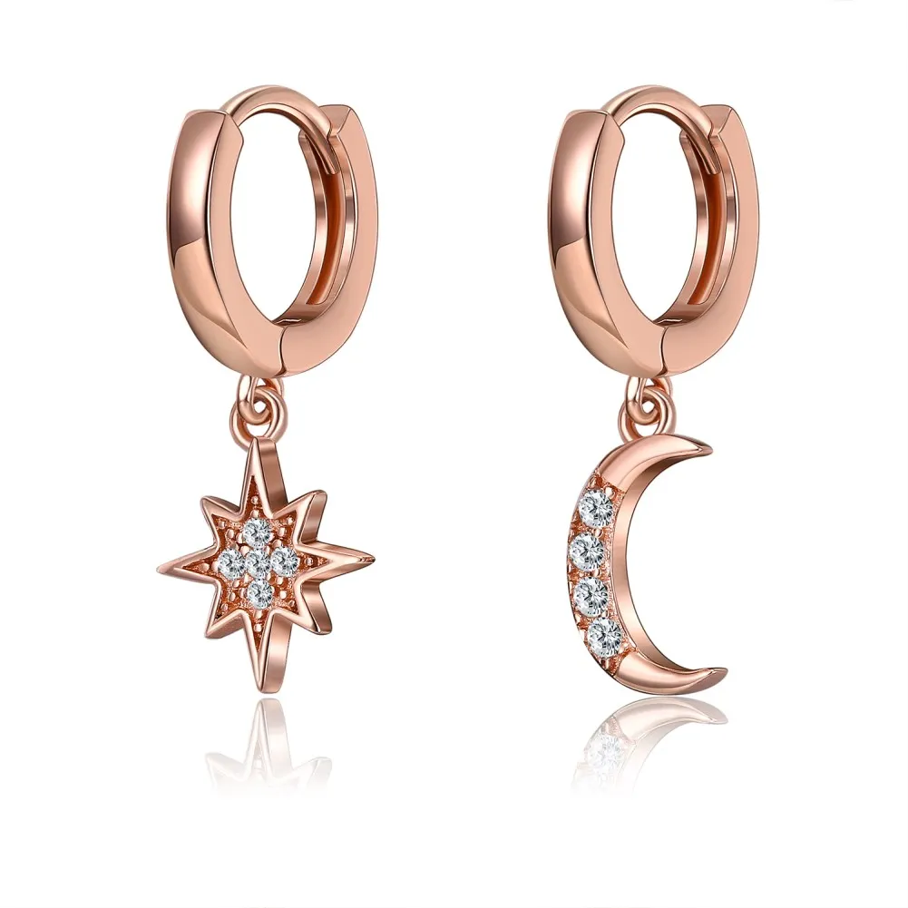 925 Silver Moon and Star Hoop Earrings Shiny Zircon Pendant 925 Sterling Silver Huggie Earrings for Women Fine Jewelry Piercing
925 Silver Moon and Star Hoop Earrings Shiny Zircon Pendant 925 Sterling Silver Huggie Earrings for Women Fine Jewelry Piercing