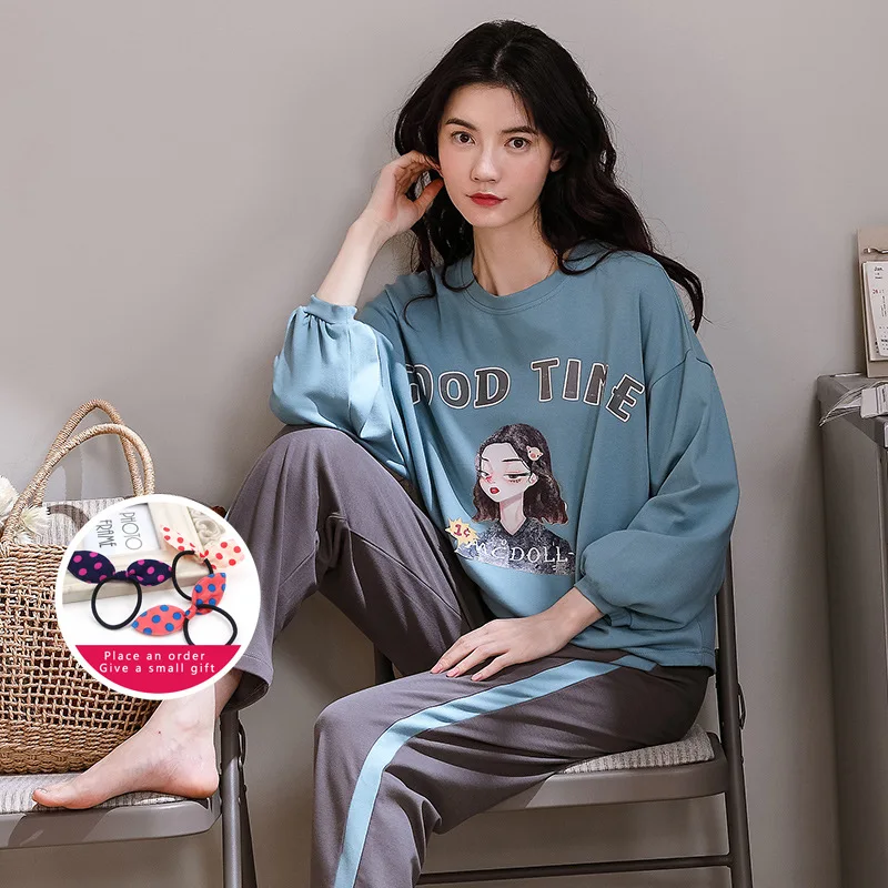 Autumn Sleepwear Women Simple Cartoon Print Women'Pyjamas Stretch Cotton Loose Oversized 4XL Pajama Set Casual Soft Home Clothes
Autumn Sleepwear Women Simple Cartoon Print Women'Pyjamas Stretch Cotton Loose Oversized 4XL Pajama Set Casual Soft Home Clothes