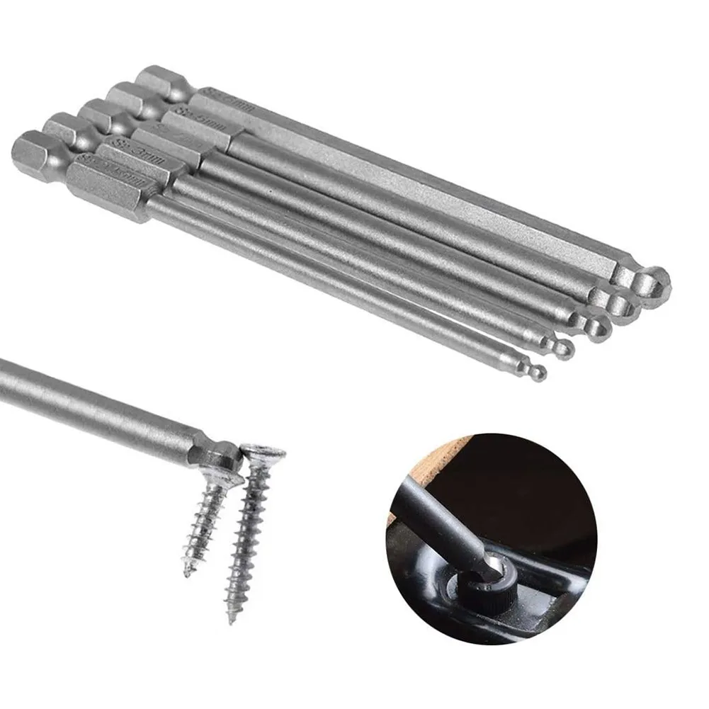 5pcs 100mm Ball End Hexagon S2 steel Screwdriver Bit H2.5/H3/H4/H5/H6 Head Hex Magnetic Screwdriver
5pcs 100mm Ball End Hexagon S2 steel Screwdriver Bit H2.5/H3/H4/H5/H6 Head Hex Magnetic Screwdriver