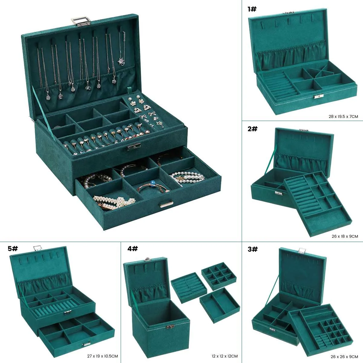 New Green 3-Layer Flannel Jewelry Organizer Box Necklaces Earrings Rings Display Holder Case for Women Large Capacity With Lock
New Green 3-Layer Flannel Jewelry Organizer Box Necklaces Earrings Rings Display Holder Case for Women Large Capacity With Lock