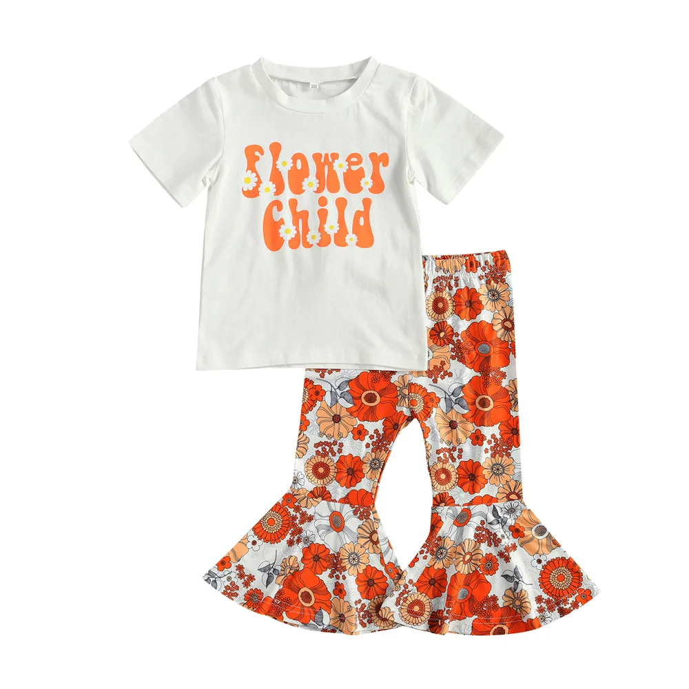 Baby Girls Clothes Set Letter T-Shirt Top Floral Bell Bottom Flare Pants 2-7Y Toddler Kids Summer Fall Casual Cotton Outfits 
Baby Girls Clothes Set Letter T-Shirt Top Floral Bell Bottom Flare Pants 2-7Y Toddler Kids Summer Fall Casual Cotton Outfits