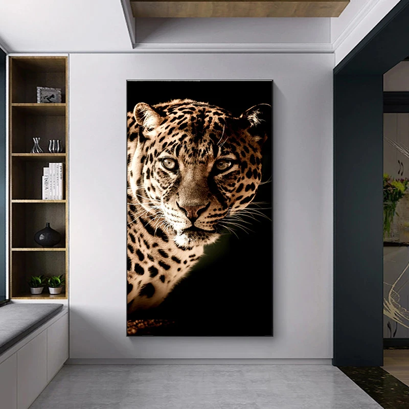 Фото Животные картина холст лев леопард маслом постер для дома интерьер комнаты офиса