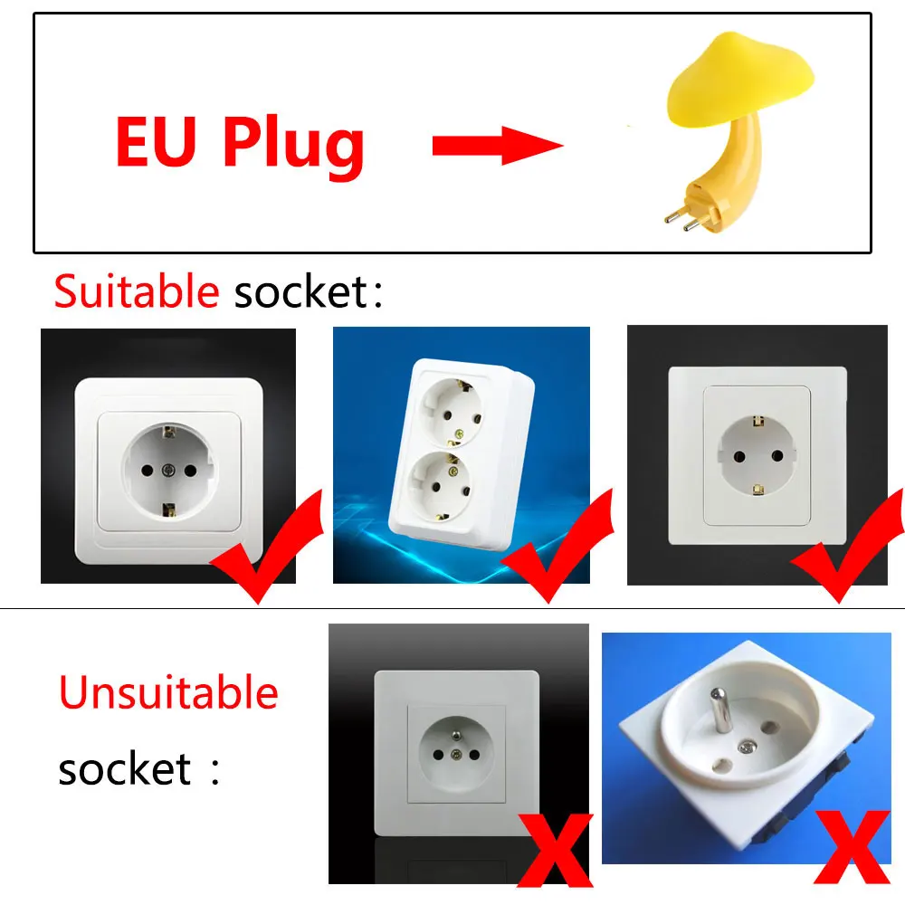 LED Night Light Mushroom Wall Socket Lamp EU US Plug Warm White Light-control Sensor Bedroom Light Home Decoration
LED Night Light Mushroom Wall Socket Lamp EU US Plug Warm White Light-control Sensor Bedroom Light Home Decoration