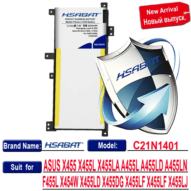 HSABAT C21N1401 6250mAh Battery For ASUS X455 X455L X455LA A455L A455LD A455LN F455L X454W X455LD X455DG X455LF X455LJ | Мобильные