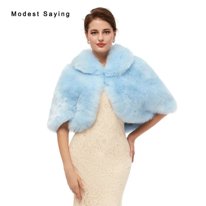 Elegant Sky Blue Evening Party Faux Fur Shawls 2020 New Arrival Wedding Prom Lapel Collar Stoles Warm Shrugs Wedding Accessories
Elegant Sky Blue Evening Party Faux Fur Shawls 2020 New Arrival Wedding Prom Lapel Collar Stoles Warm Shrugs Wedding Accessories