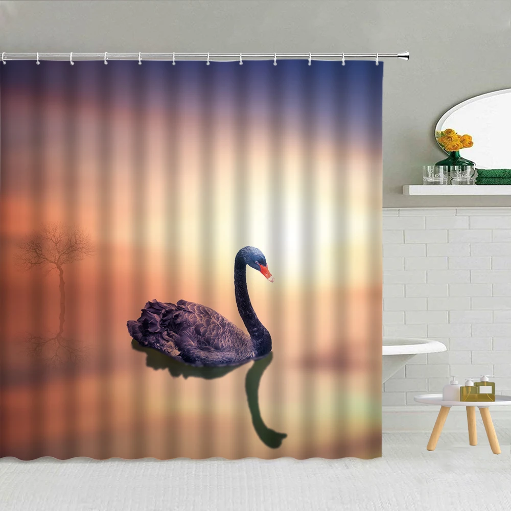 Waterproof Bath Screen Elegant White Black Swan Shower Curtain Set Polyester Fabric High Quality With Hooks 3D Printing
Waterproof Bath Screen Elegant White Black Swan Shower Curtain Set Polyester Fabric High Quality With Hooks 3D Printing