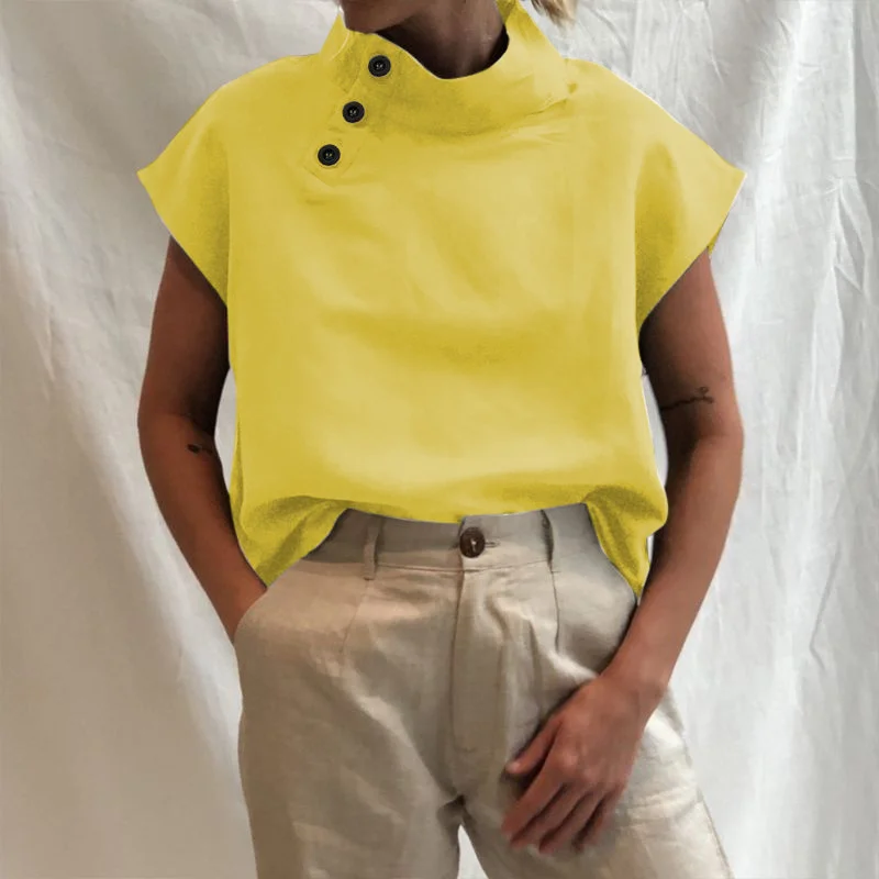 2021 Summer Women Fashion Short Sleeve Turtleneck Solid Loose Blouse Buttons Casual Cotton Shirts 5XL Plus Size
2021 Summer Women Fashion Short Sleeve Turtleneck Solid Loose Blouse Buttons Casual Cotton Shirts 5XL Plus Size