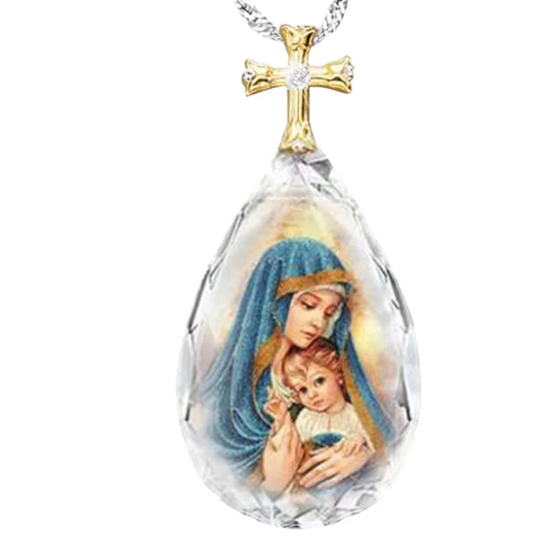Drop-Shaped Crystal Glass Faith Christian Virgin Mary Pendant Necklace Women's Jewelry Religious Amulet Accessories Party Gifts
Drop-Shaped Crystal Glass Faith Christian Virgin Mary Pendant Necklace Women's Jewelry Religious Amulet Accessories Party Gifts