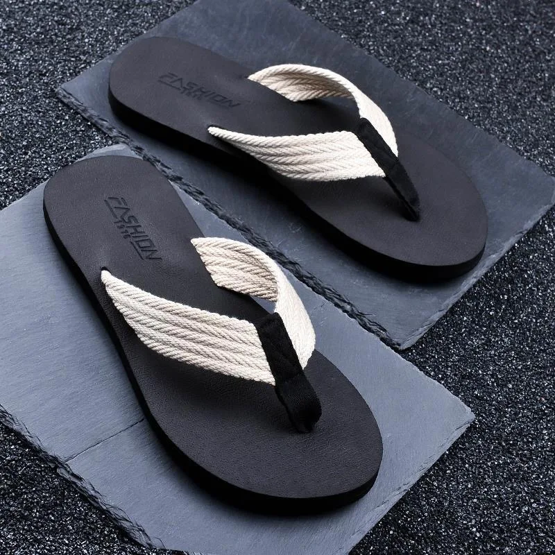 

WEH Flip Flops men Fashion Beach Summer Men Shoes Sandals Open Toe Slipper indoor & outdoor Flip-flops big size 46 Male Shoes