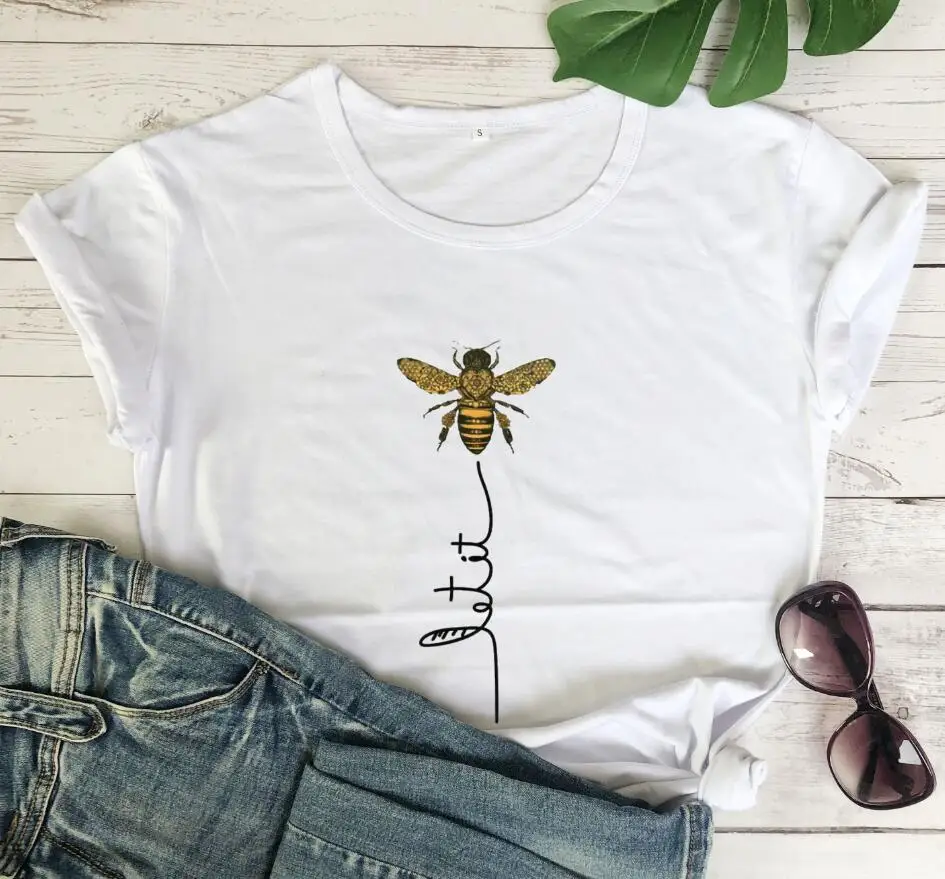 Футболка в стиле Харадзюку рубашка Let it bee рубашки с пчелиной добротой Молодежные
