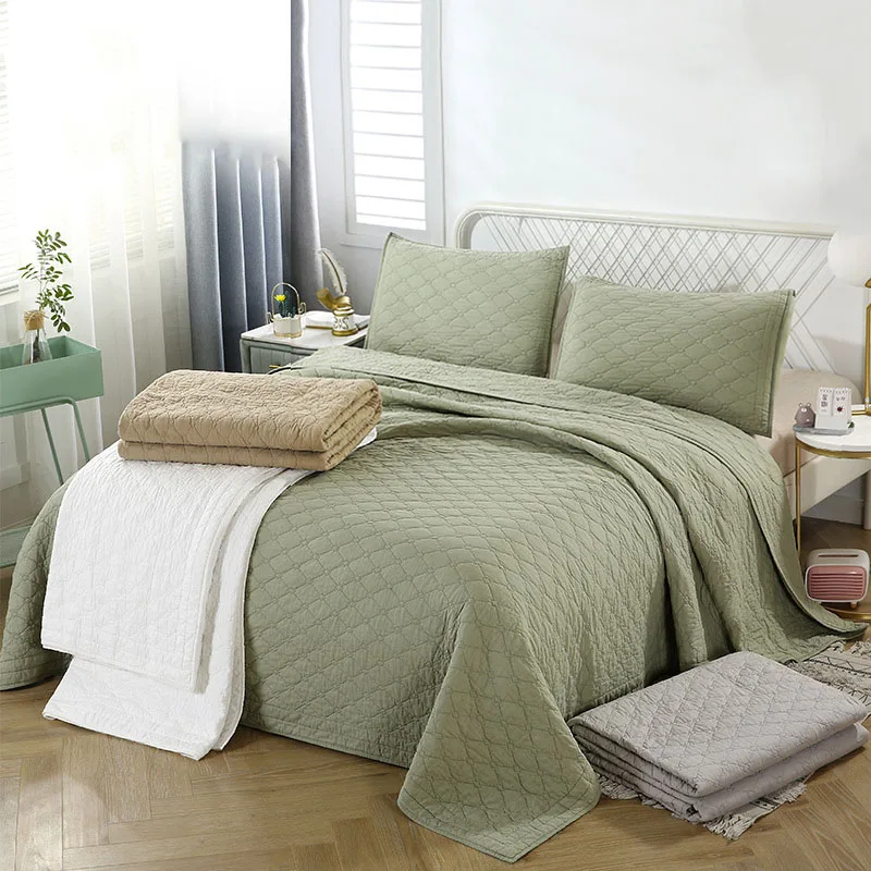 Solid Color Cotton Quilt Set 3PC Bedspread on the Bed Blanekt for Bed Cover Pillowcase King Size Summer Quilted Coverlet CHAUSUB
Solid Color Cotton Quilt Set 3PC Bedspread on the Bed Blanekt for Bed Cover Pillowcase King Size Summer Quilted Coverlet CHAUSUB