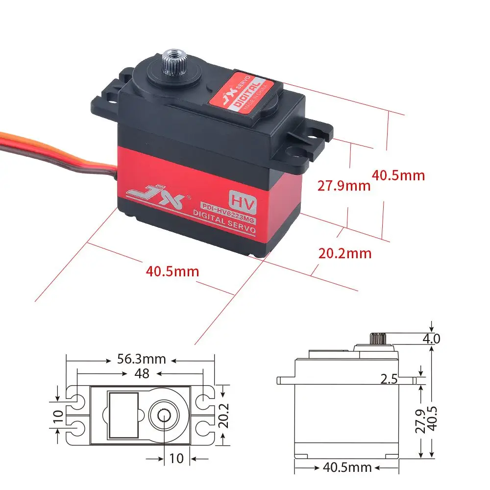 JX PDI-HV6223MG 8.4V 23KG 0.16 sec Metal Gear Digital Servo for 1/8 & 1/10 RC Car Robot Airplane Helicopter Dreone Spare Parts
JX PDI-HV6223MG 8.4V 23KG 0.16 sec Metal Gear Digital Servo for 1/8 & 1/10 RC Car Robot Airplane Helicopter Dreone Spare Parts