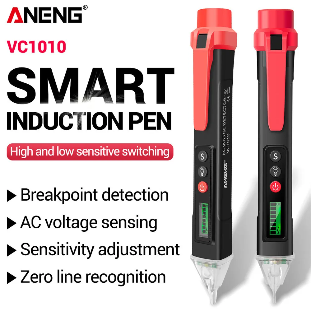 

ANENG VC1010 Digital AC/DC Voltage Detectors Smart Non-Contact Tester Pen Meter 12-1000V Current Electric Sensor Test Pencil